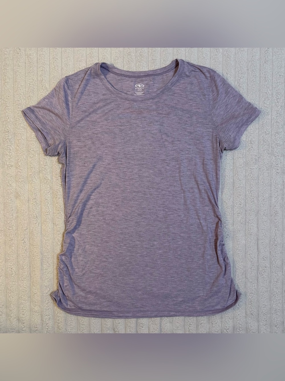 Athletic Works Purple Heather Ruched Side Gym Top Womens Activewear Tee